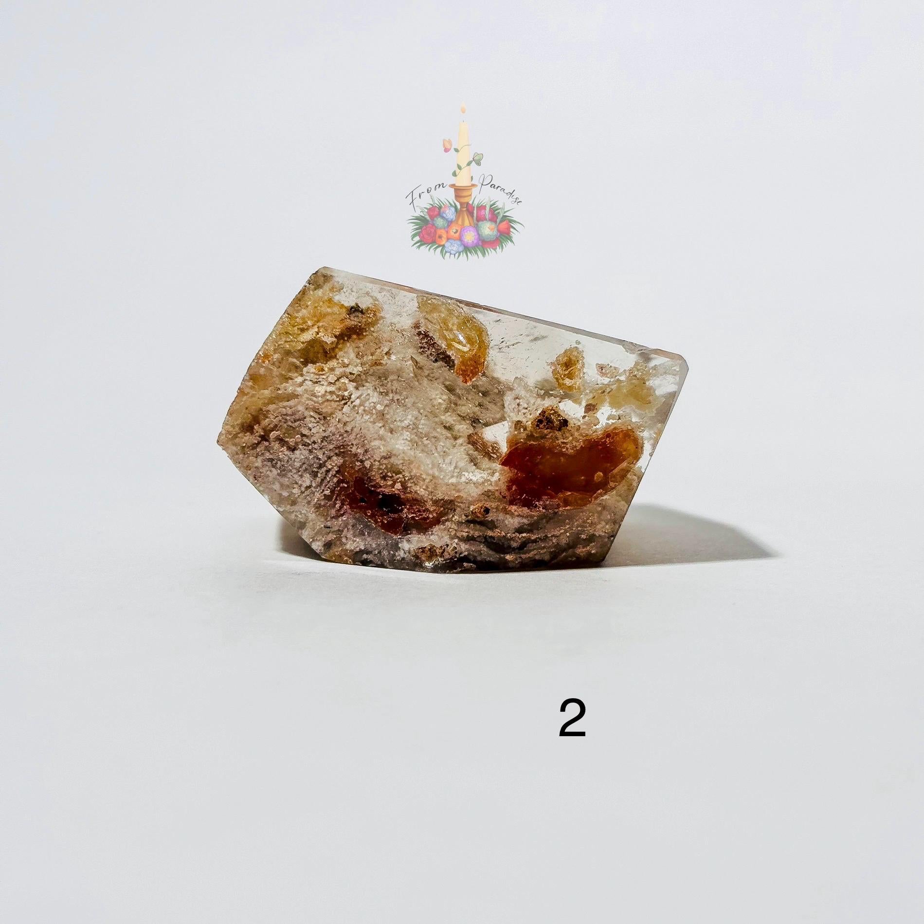 Natural Garden Quartz Polished Crystal, Lodolite Scenic Quartz Freeform, Landscape Inclusion Gemstone Display, Unique Crystal Gift