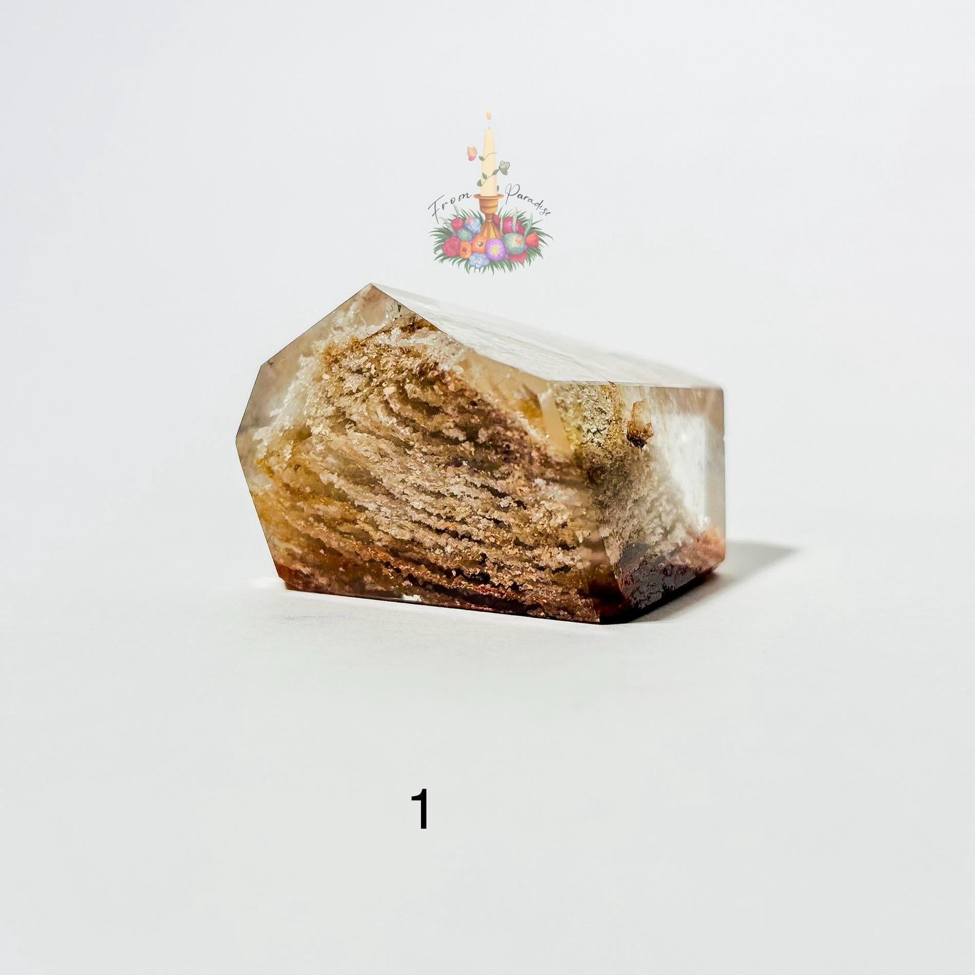 Natural Garden Quartz Polished Crystal, Lodolite Scenic Quartz Freeform, Landscape Inclusion Gemstone Display, Unique Crystal Gift