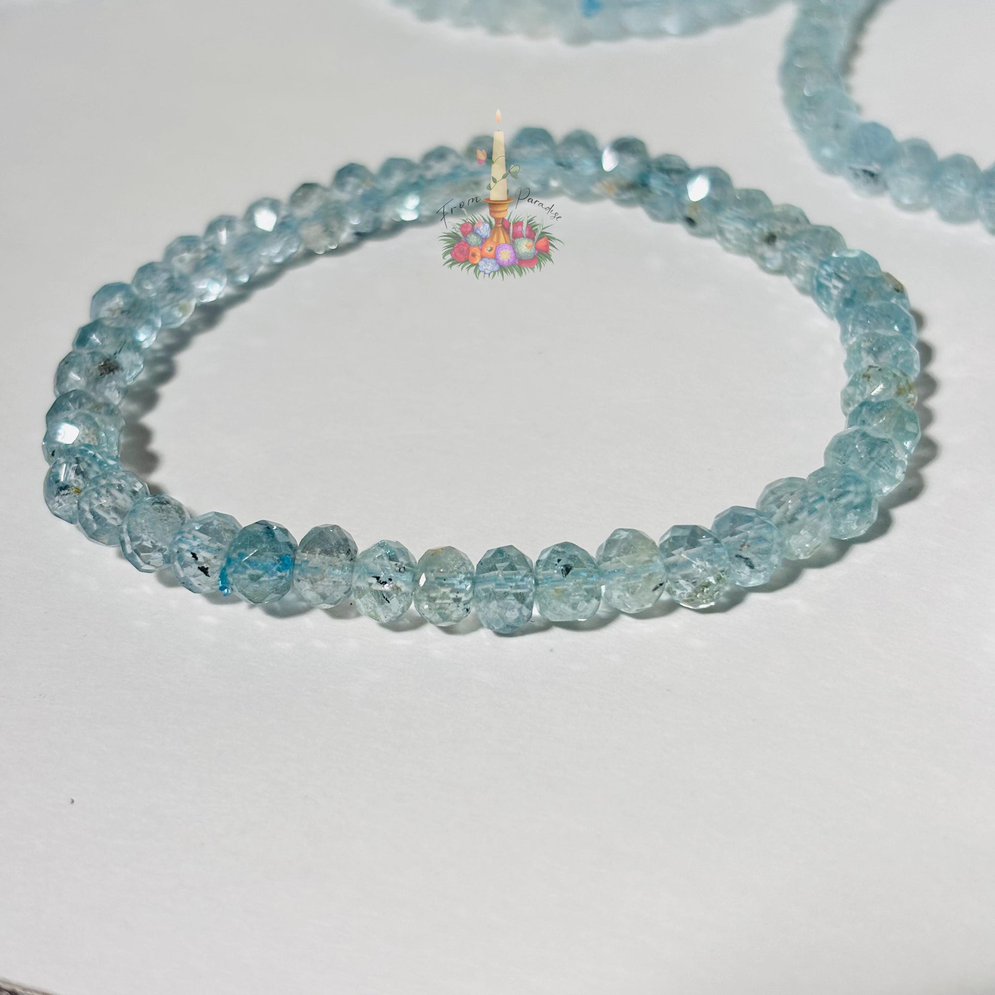Faceted Blue Topaz Bracelet | Natural Gemstone Stretch Bracelet | November Birthstone Jewelry | Sparkly Blue Topaz Beaded Bracelet for Women