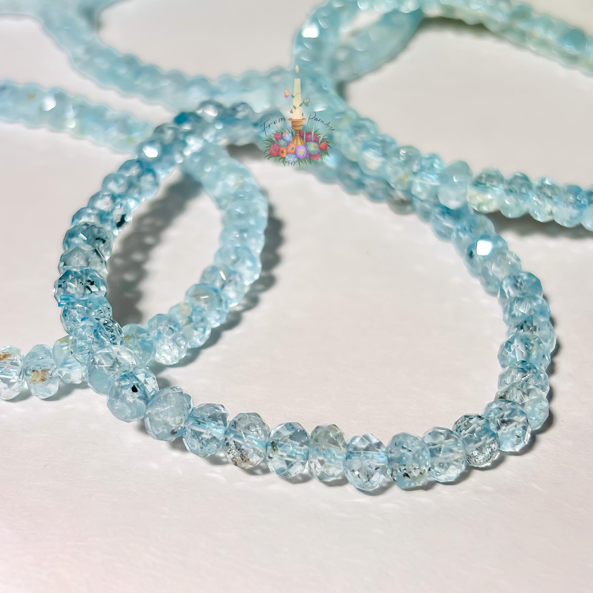 Faceted Blue Topaz Bracelet | Natural Gemstone Stretch Bracelet | November Birthstone Jewelry | Sparkly Blue Topaz Beaded Bracelet for Women