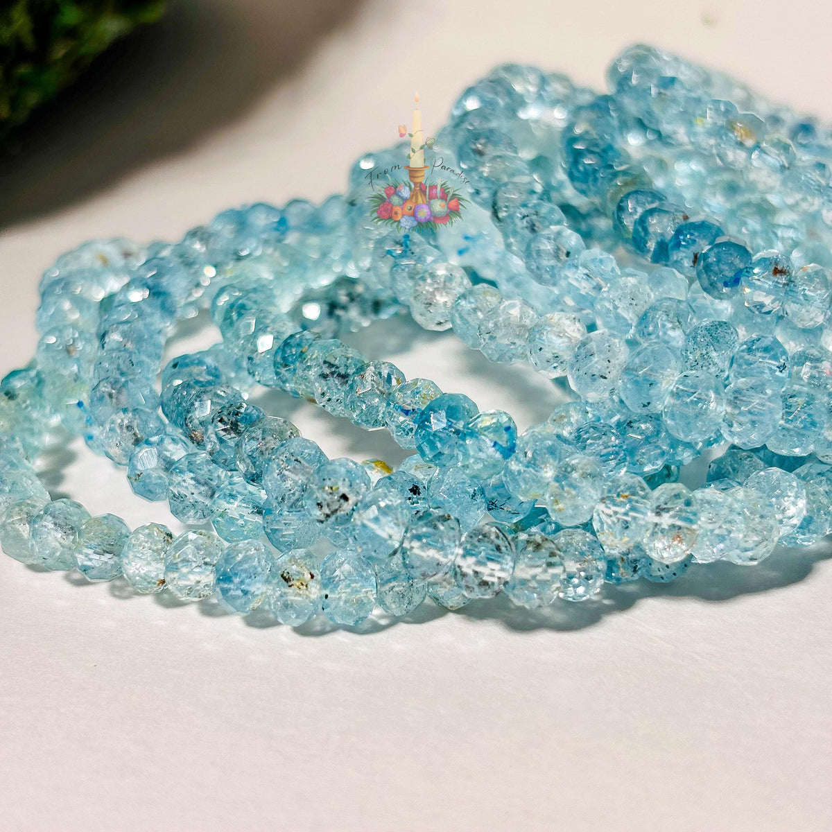 Faceted Blue Topaz Bracelet | Natural Gemstone Stretch Bracelet | November Birthstone Jewelry | Sparkly Blue Topaz Beaded Bracelet for Women