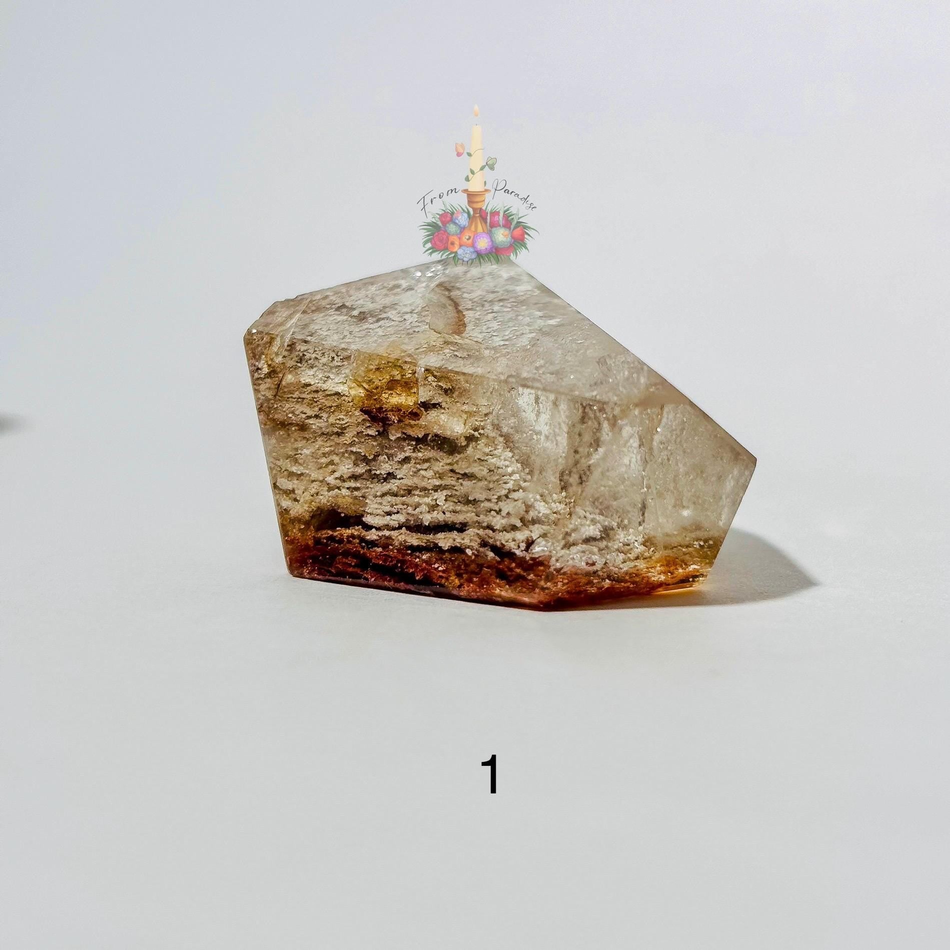 Natural Garden Quartz Polished Crystal, Lodolite Scenic Quartz Freeform, Landscape Inclusion Gemstone Display, Unique Crystal Gift