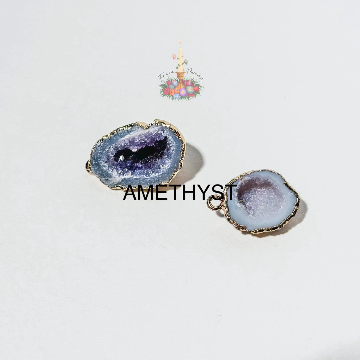 Druzy Quartz Pendant, Gold Electroplated Agate Geode Slice Charm Sparkling Raw Crystal Pendant for Jewelry Making, Unique Gift
