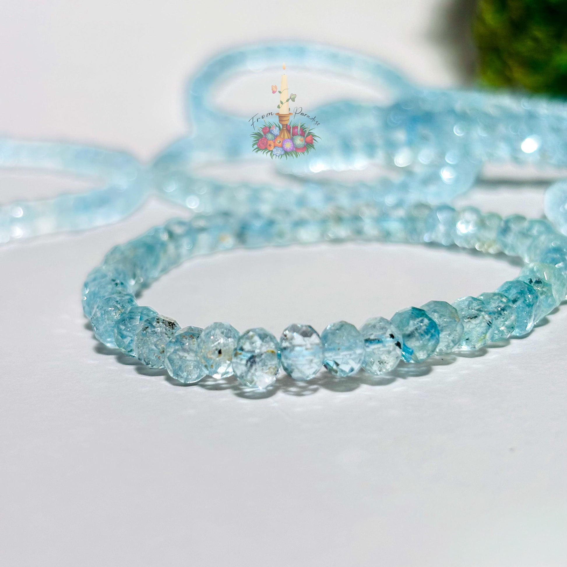 Faceted Blue Topaz Bracelet | Natural Gemstone Stretch Bracelet | November Birthstone Jewelry | Sparkly Blue Topaz Beaded Bracelet for Women