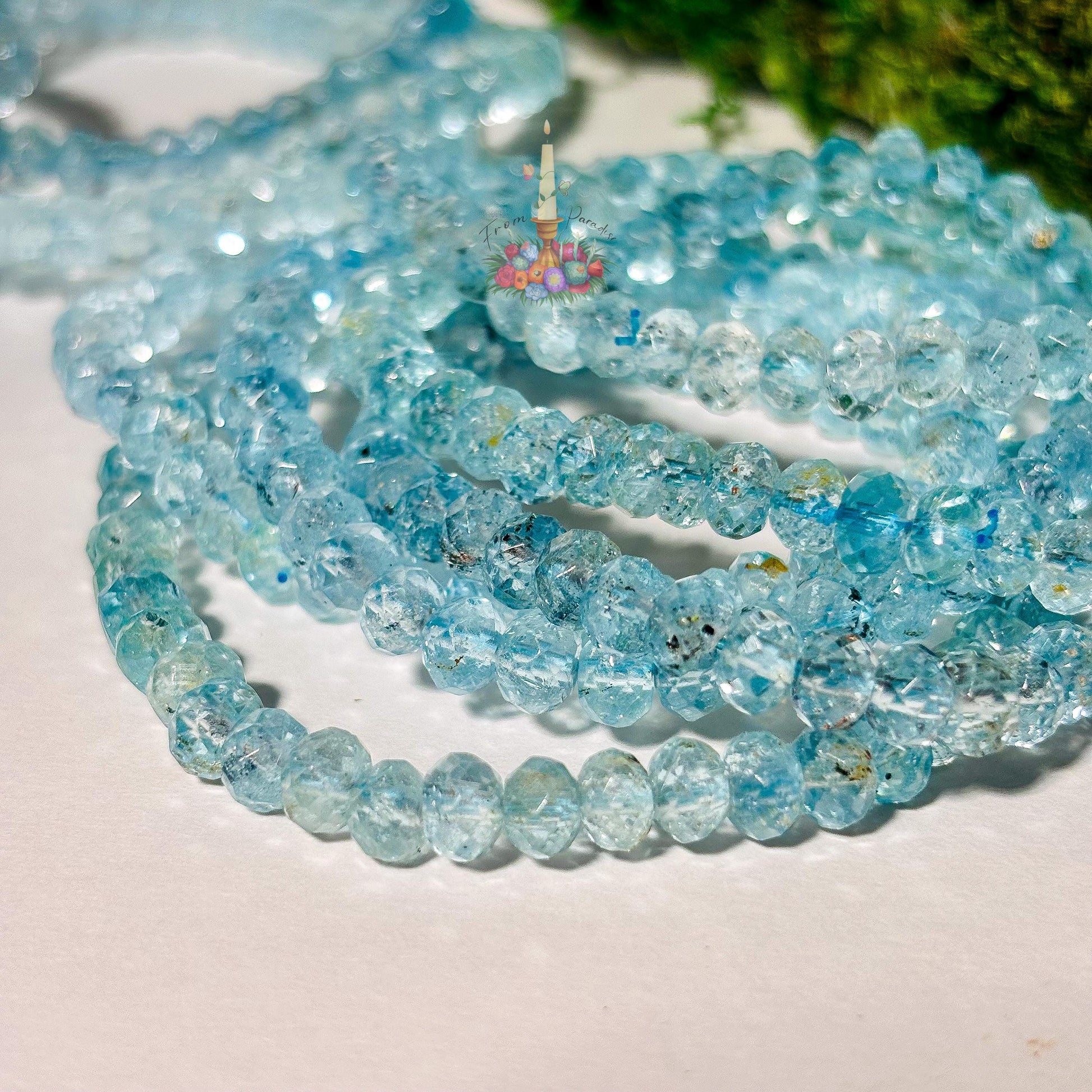 Faceted Blue Topaz Bracelet | Natural Gemstone Stretch Bracelet | November Birthstone Jewelry | Sparkly Blue Topaz Beaded Bracelet for Women