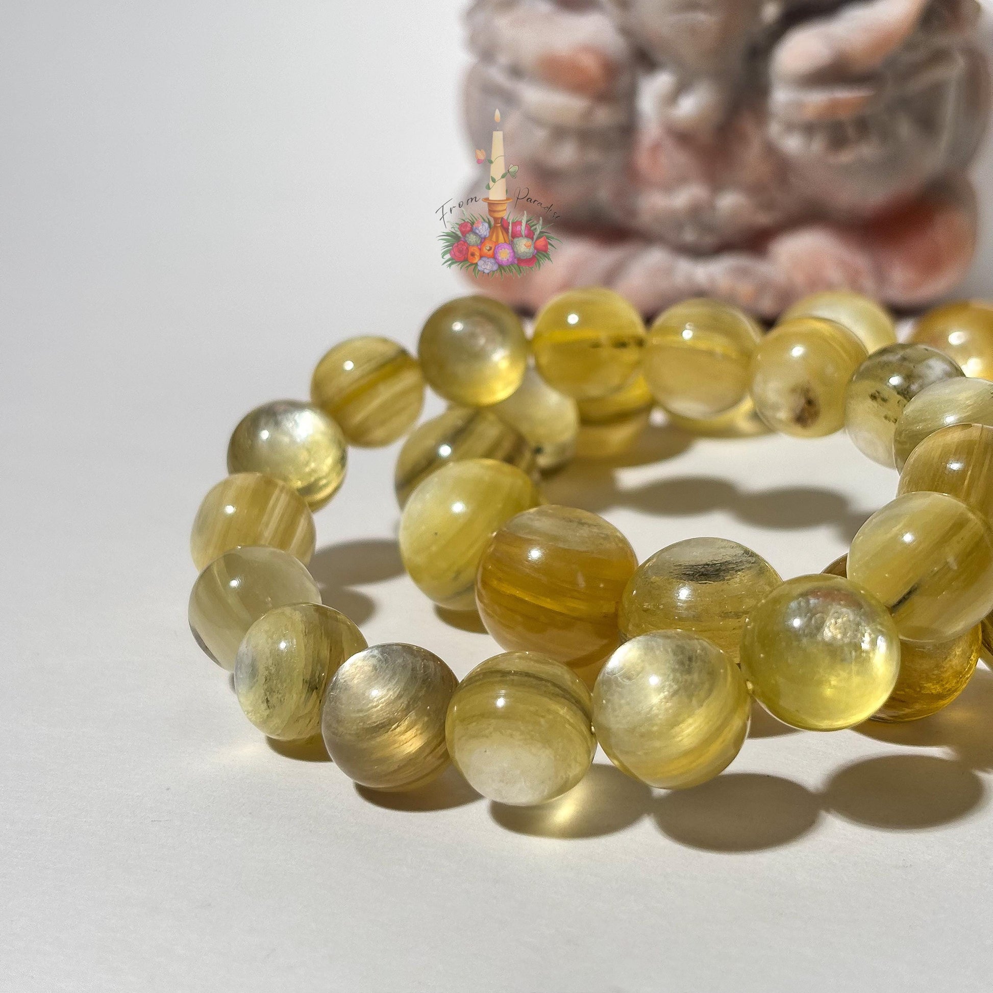 Natural Yellow Mica Bracelet, Golden Shimmer Muscovite Beaded Stretch Bracelet, Solar Plexus Healing Crystal Jewelry, Yellow Gemstone