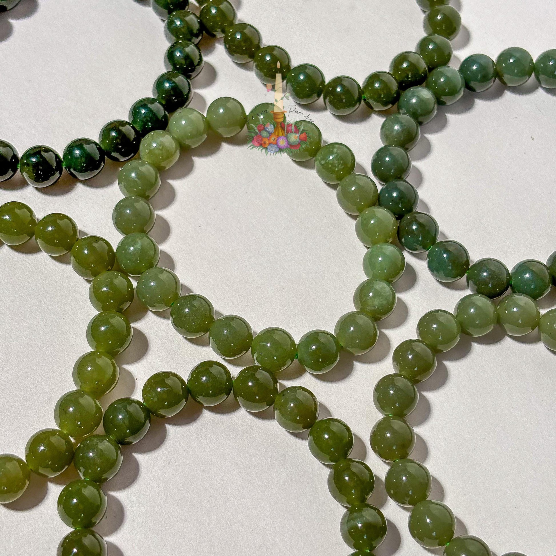 Natural Green Nephrite Jade Bracelet, Deep Olive Gemstone Round Bead Stretch Bracelet, Heart Chakra Healing Crystal Jewelry, Abundance Luck