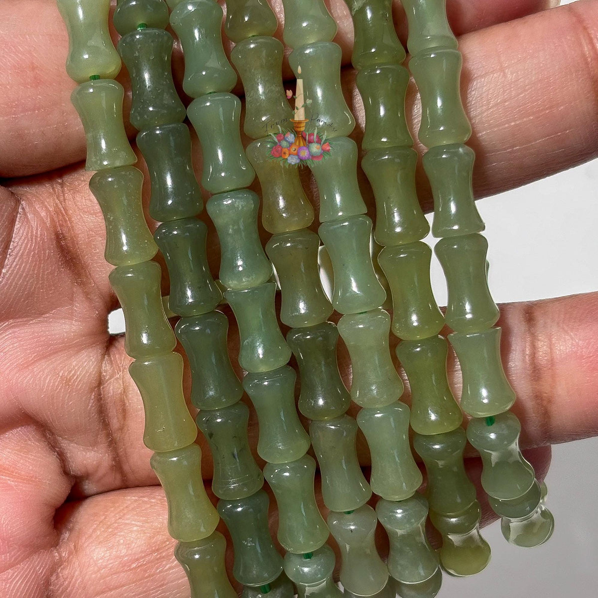 Green Nephrite Jade Bamboo Bracelet, Deep Forest Gemstone Carved Cylinder Stretch Bracelet, Heart Chakra Good Luck & Growth Crystal Jewelry