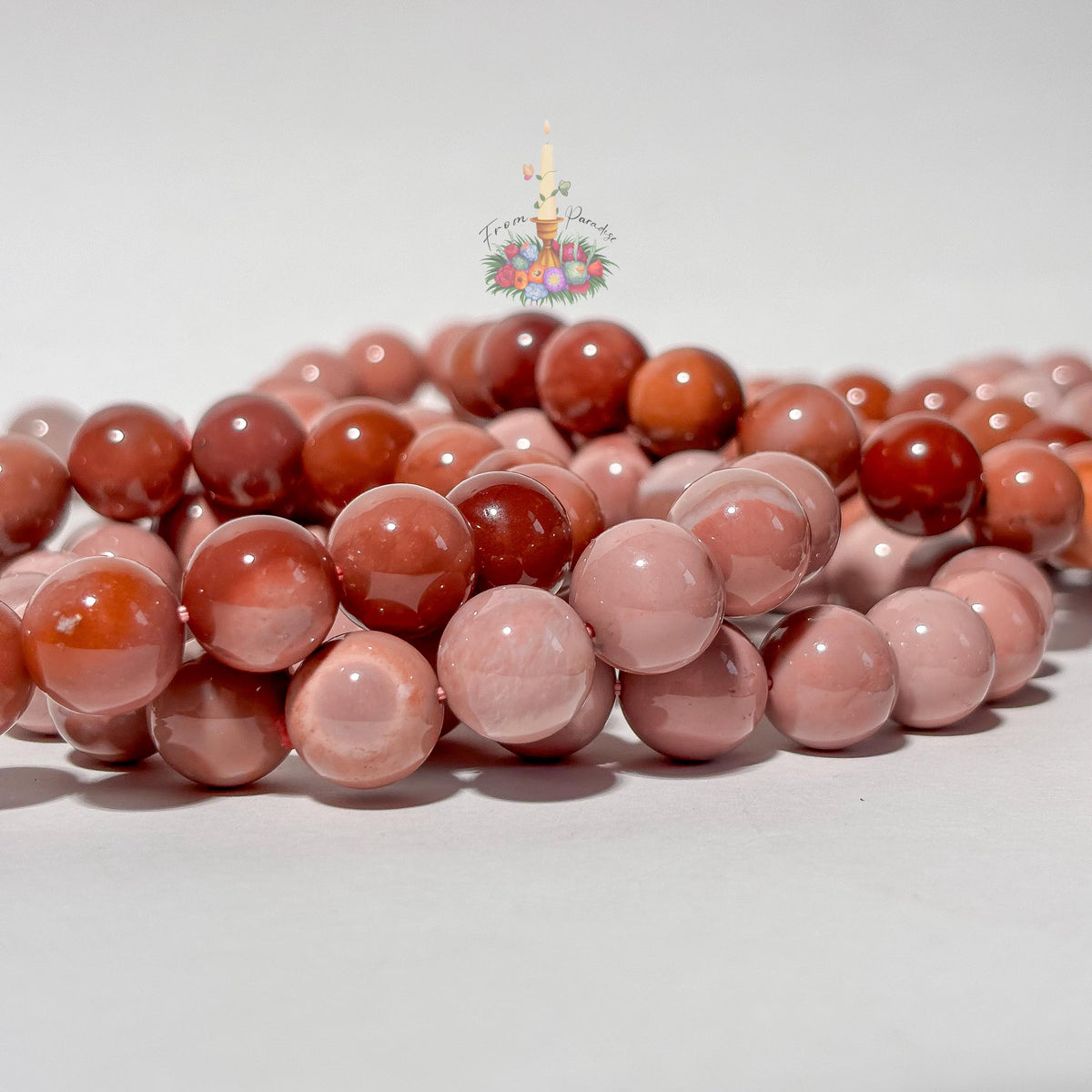 Natural Pink Alashan Agate Bracelet, Smooth Round Bead Stretch Wristlet, Soft Pastel Gemstone Stacking Jewelry, Heart Chakra Crystal Gift
