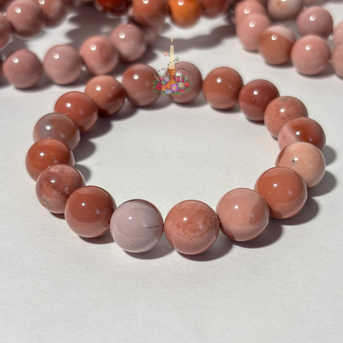 Natural Pink Alashan Agate Bracelet, Smooth Round Bead Stretch Wristlet, Soft Pastel Gemstone Stacking Jewelry, Heart Chakra Crystal Gift