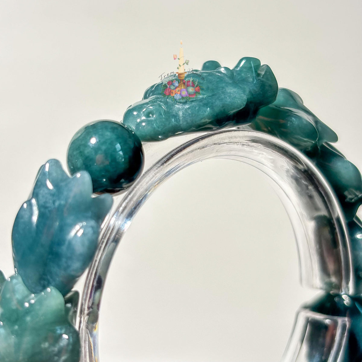 Natural Guatemalan Blue Jadeite Dragon Bracelet, Hand Carved Dragon Scale Bead Stretch Crystal Bracelet , Rare Genuine Blue Jade Gemstone