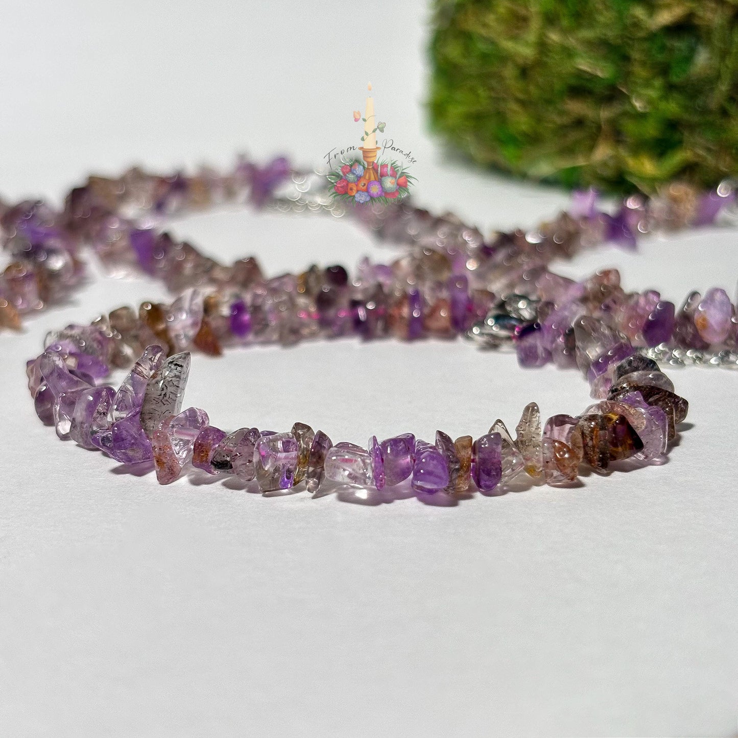 Natural Super Seven Chip Bracelet, Genuine Melody Stone Crystal Chips, High Frequency Sacred 7 Gemstone Jewelry, Metaphysical Gift