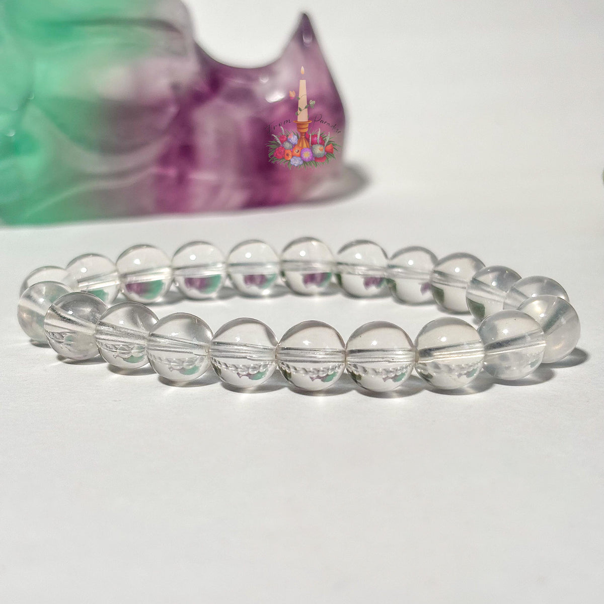 Natural Clear Quartz Bracelet, Smooth Round Bead Stretch Bracelet, High Clarity Crystal Gemstone Stacking Jewelry, Master Healer Gift