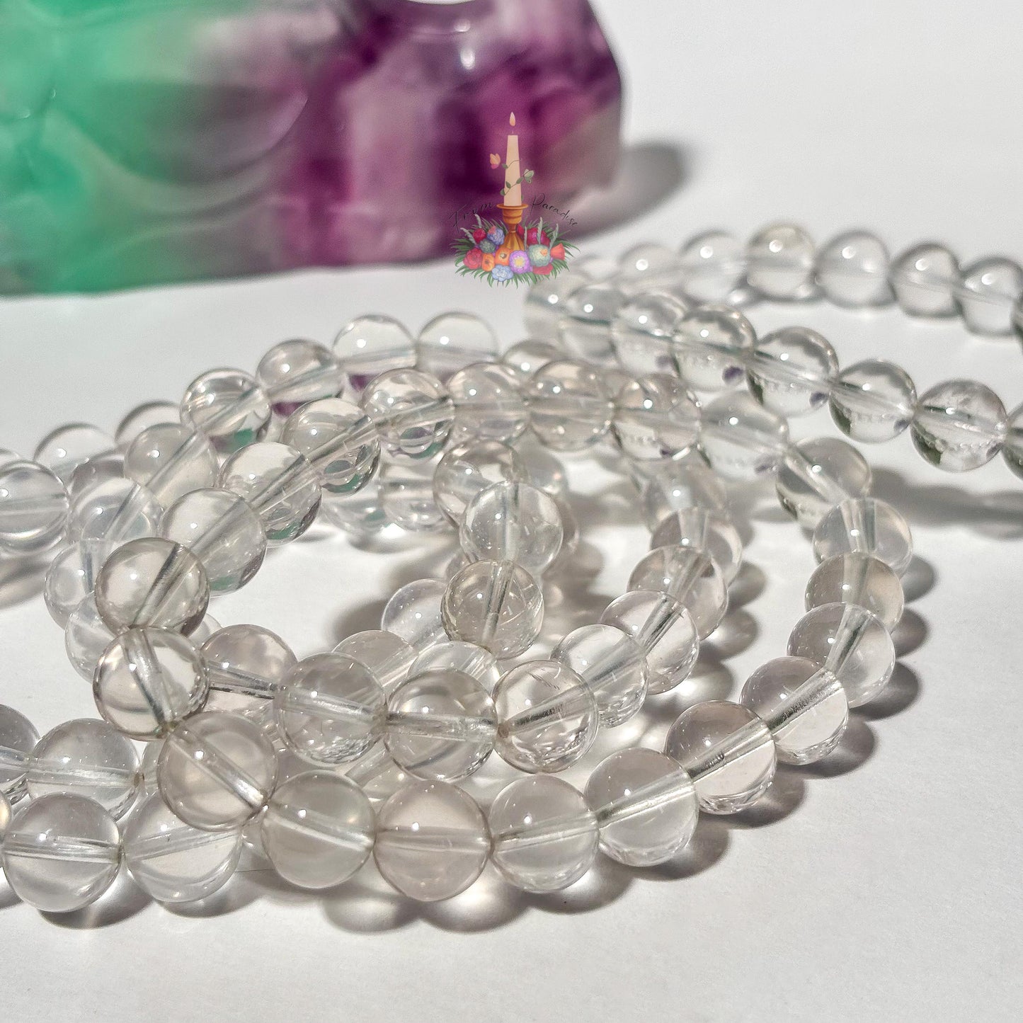 Natural Clear Quartz Bracelet, Smooth Round Bead Stretch Bracelet, High Clarity Crystal Gemstone Stacking Jewelry, Master Healer Gift