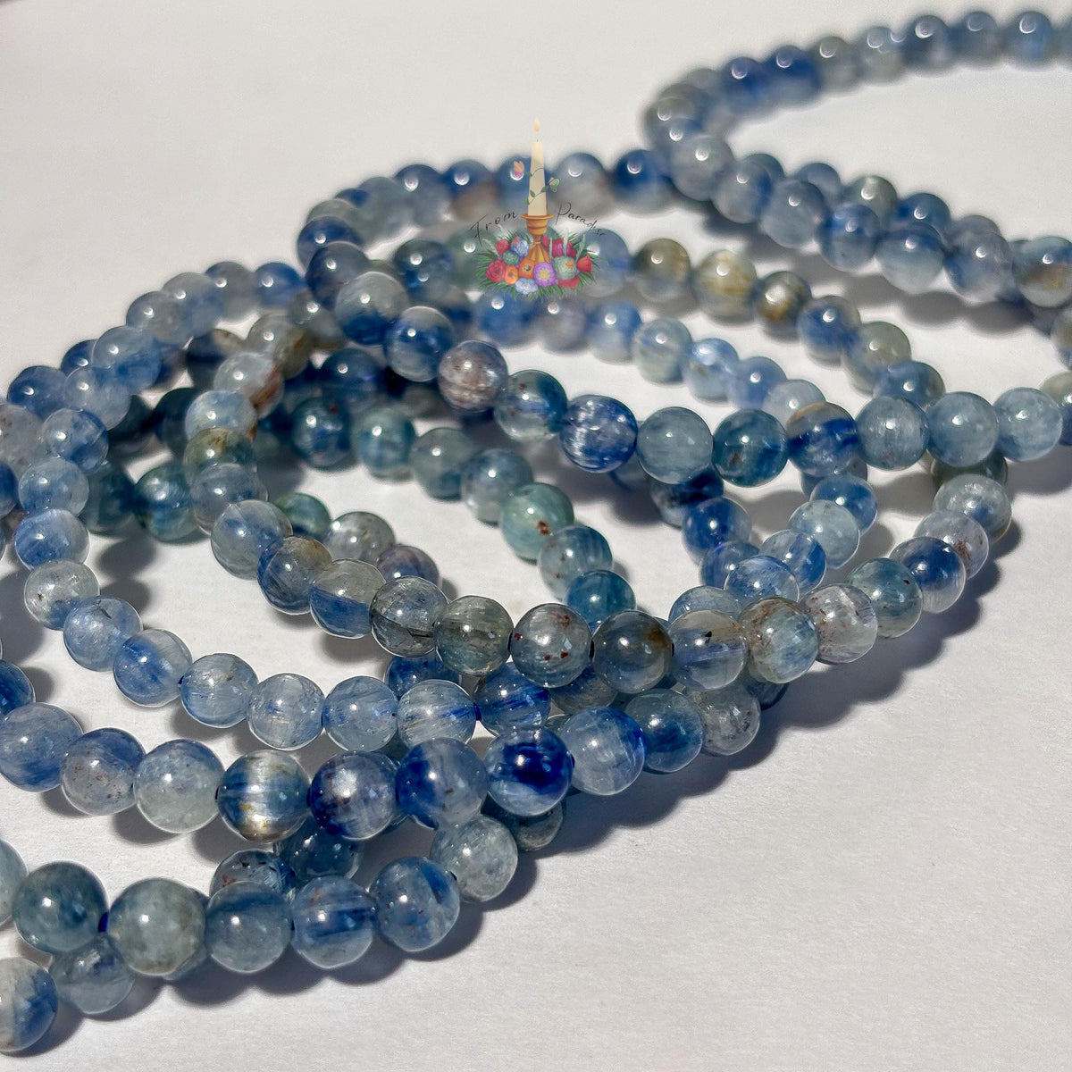 Blue Kyanite Crystal Healing Bracelet, Tranquil Energy Stone, Blue Gemstone Stacking Jewelry, Throat Chakra Crystal Gift Round Bead