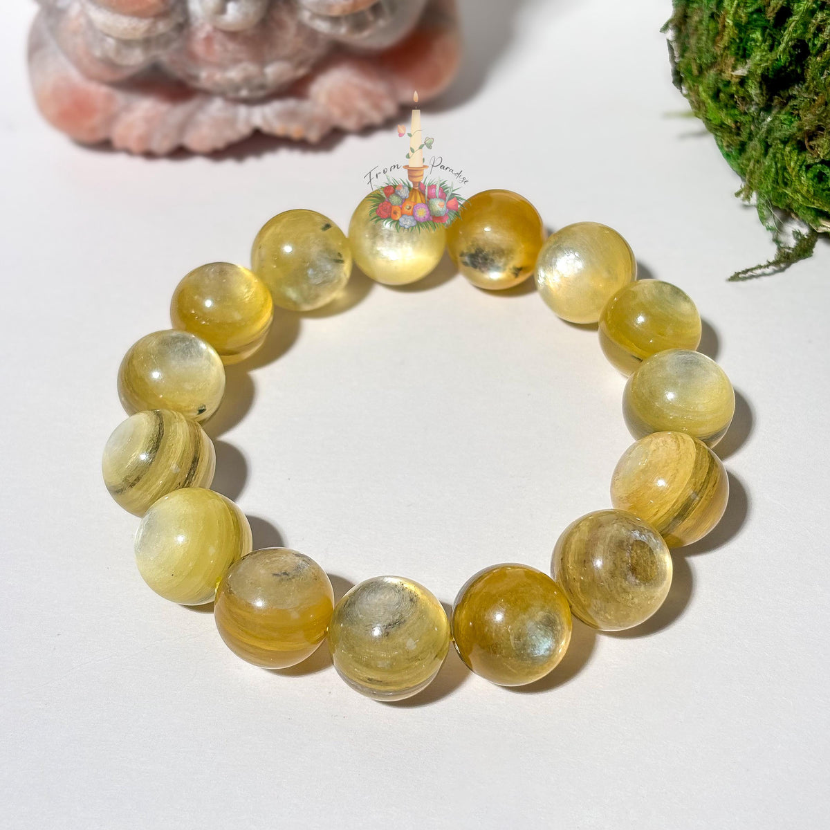 Natural Yellow Mica Bracelet, Golden Shimmer Muscovite Beaded Stretch Bracelet, Solar Plexus Healing Crystal Jewelry, Yellow Gemstone