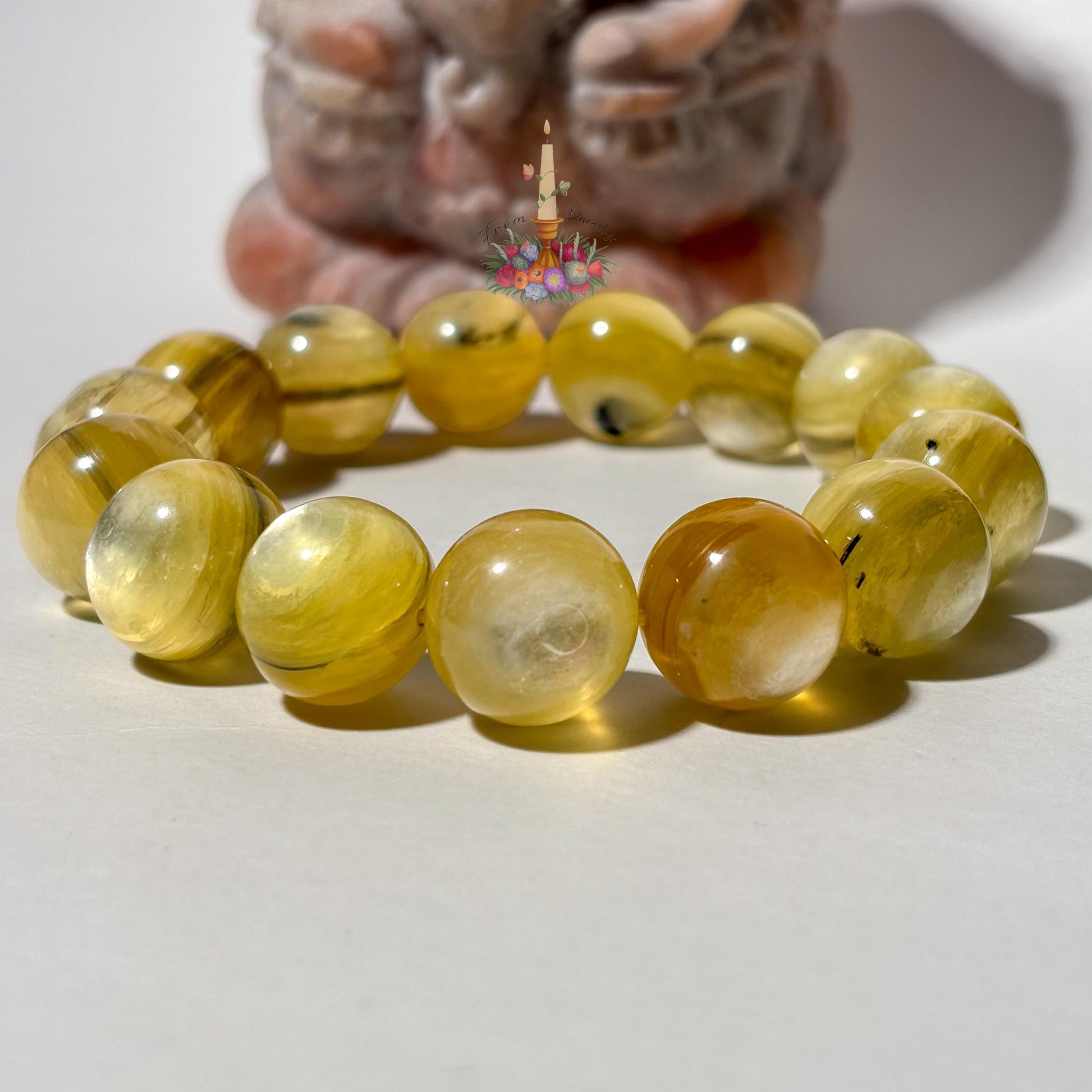 Natural Yellow Mica Bracelet, Golden Shimmer Muscovite Beaded Stretch Bracelet, Solar Plexus Healing Crystal Jewelry, Yellow Gemstone