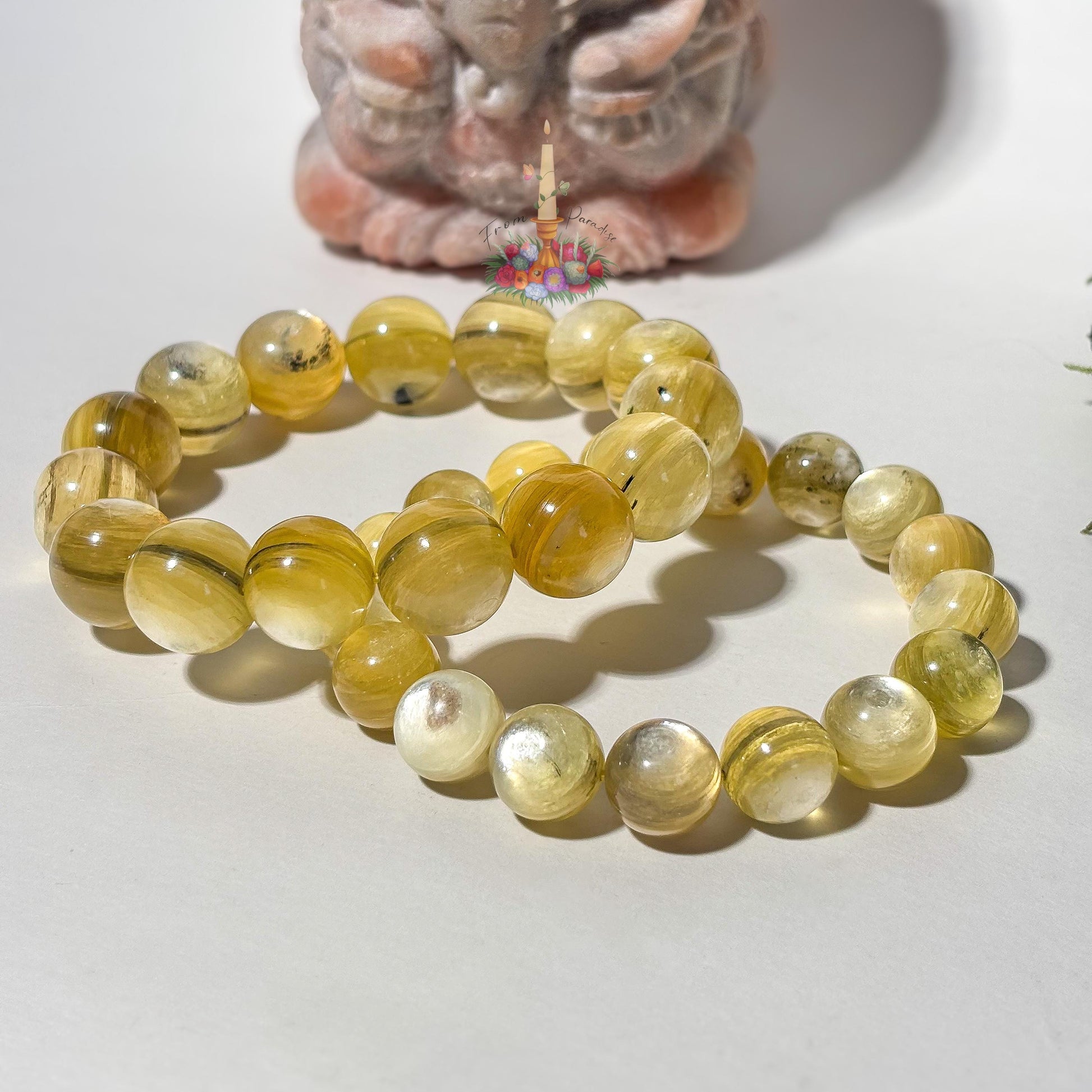 Natural Yellow Mica Bracelet, Golden Shimmer Muscovite Beaded Stretch Bracelet, Solar Plexus Healing Crystal Jewelry, Yellow Gemstone