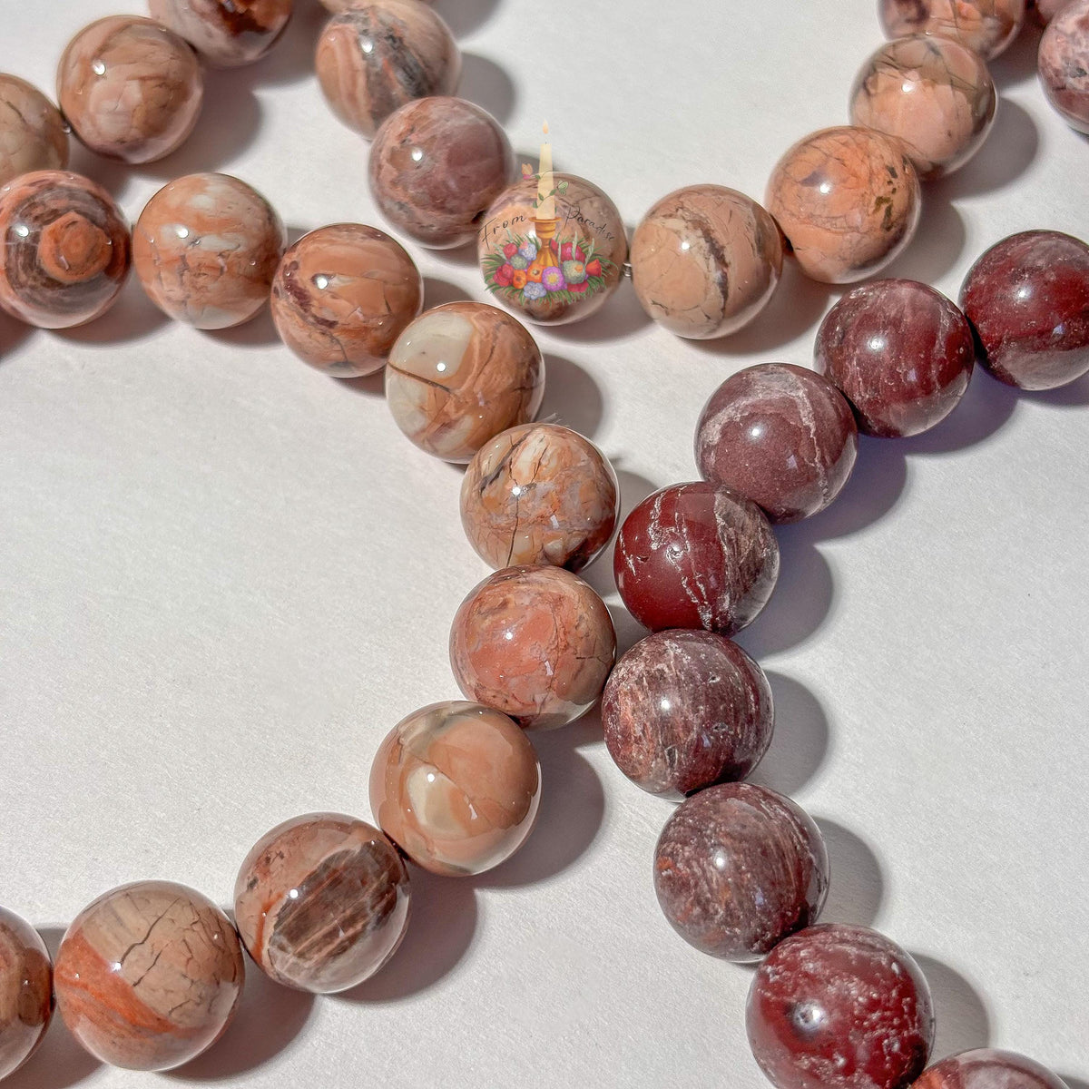 Natural Pink Oil Painting Alashan Agate Bracelet, Swirl Round Bead Stretch Wristlet, Pastel Gemstone Stacking Jewelry, Heart Chakra Crystal