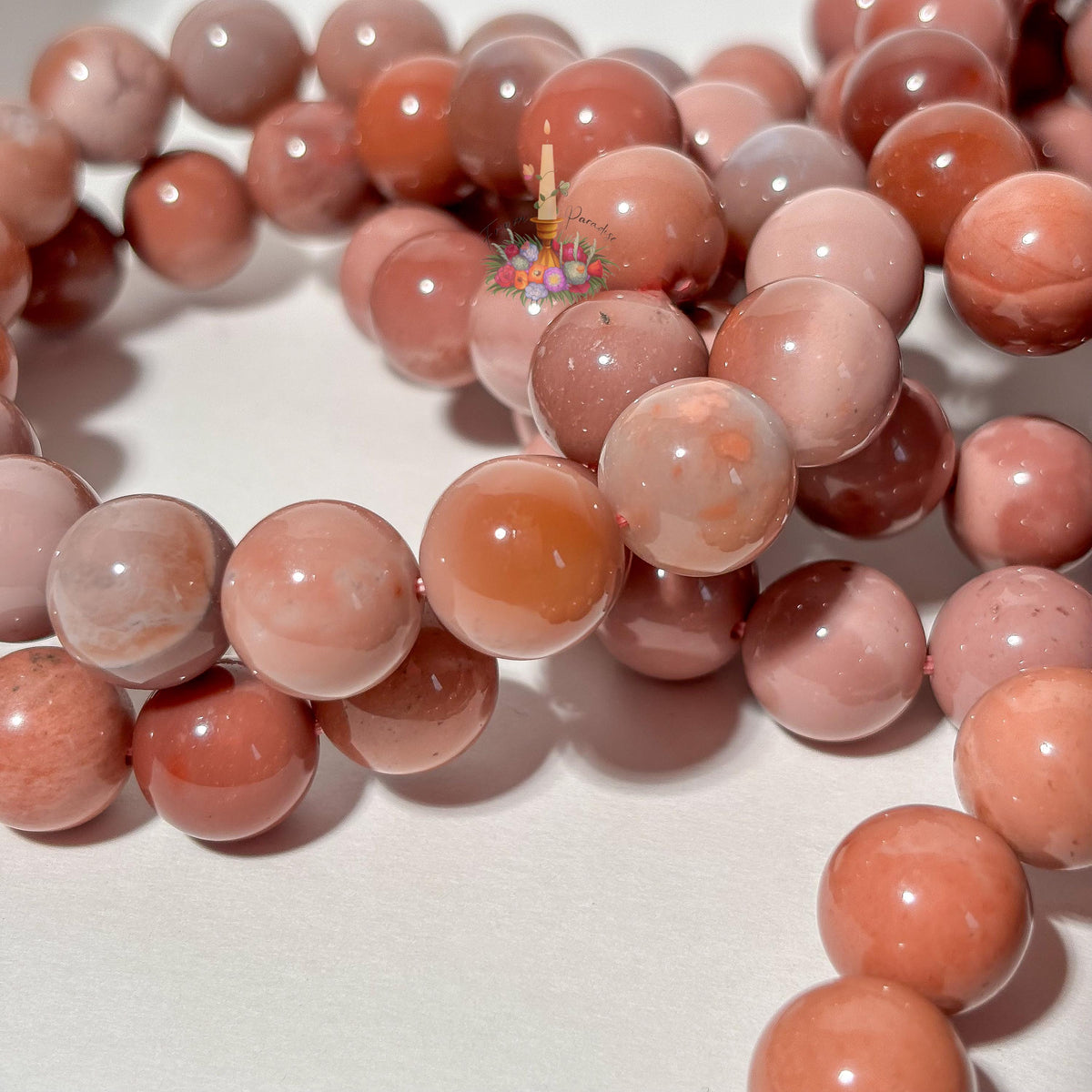 Natural Pink Alashan Agate Bracelet, Smooth Round Bead Stretch Wristlet, Soft Pastel Gemstone Stacking Jewelry, Heart Chakra Crystal Gift
