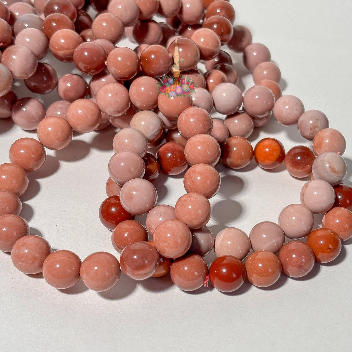 Natural Pink Alashan Agate Bracelet, Smooth Round Bead Stretch Wristlet, Soft Pastel Gemstone Stacking Jewelry, Heart Chakra Crystal Gift
