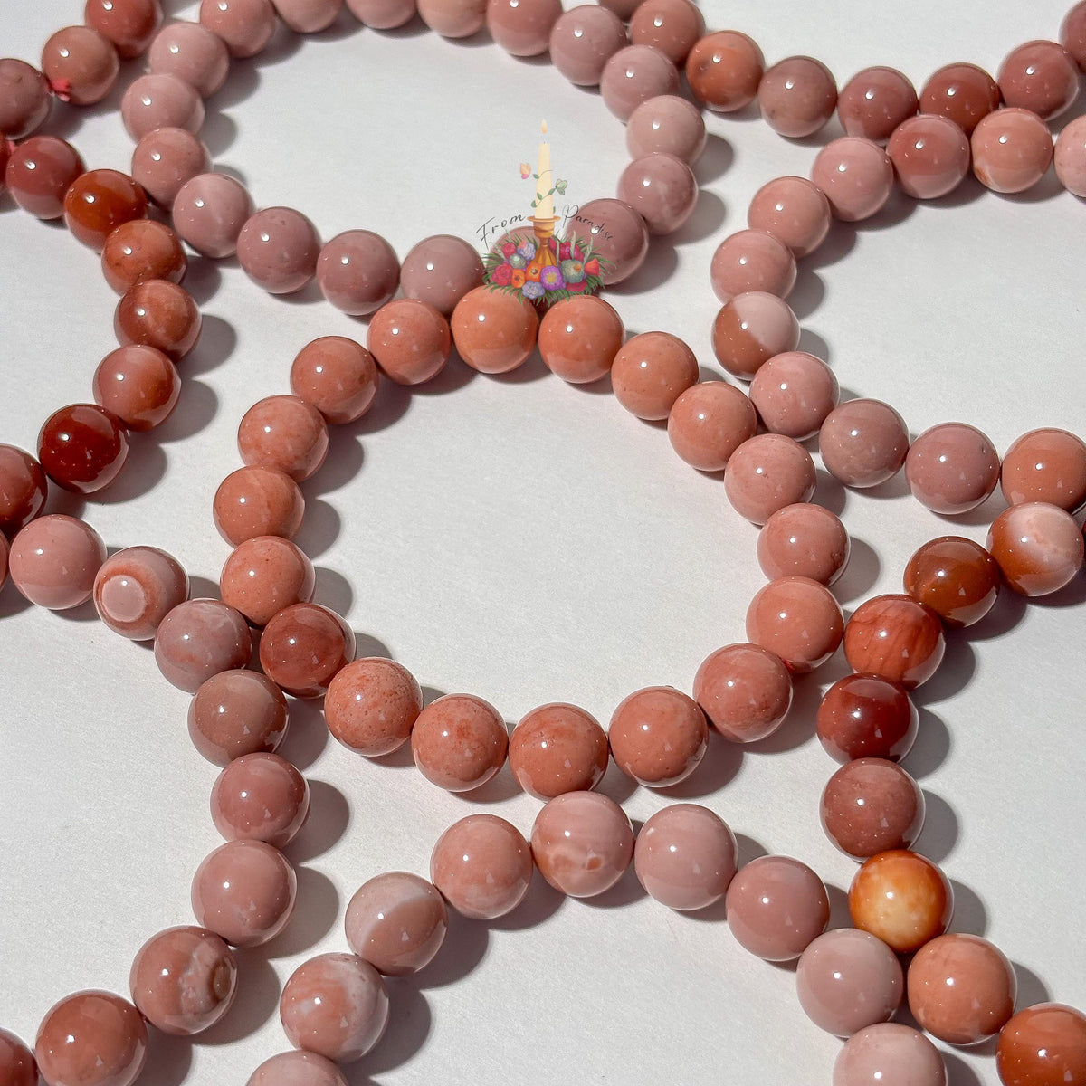 Natural Pink Alashan Agate Bracelet, Smooth Round Bead Stretch Wristlet, Soft Pastel Gemstone Stacking Jewelry, Heart Chakra Crystal Gift