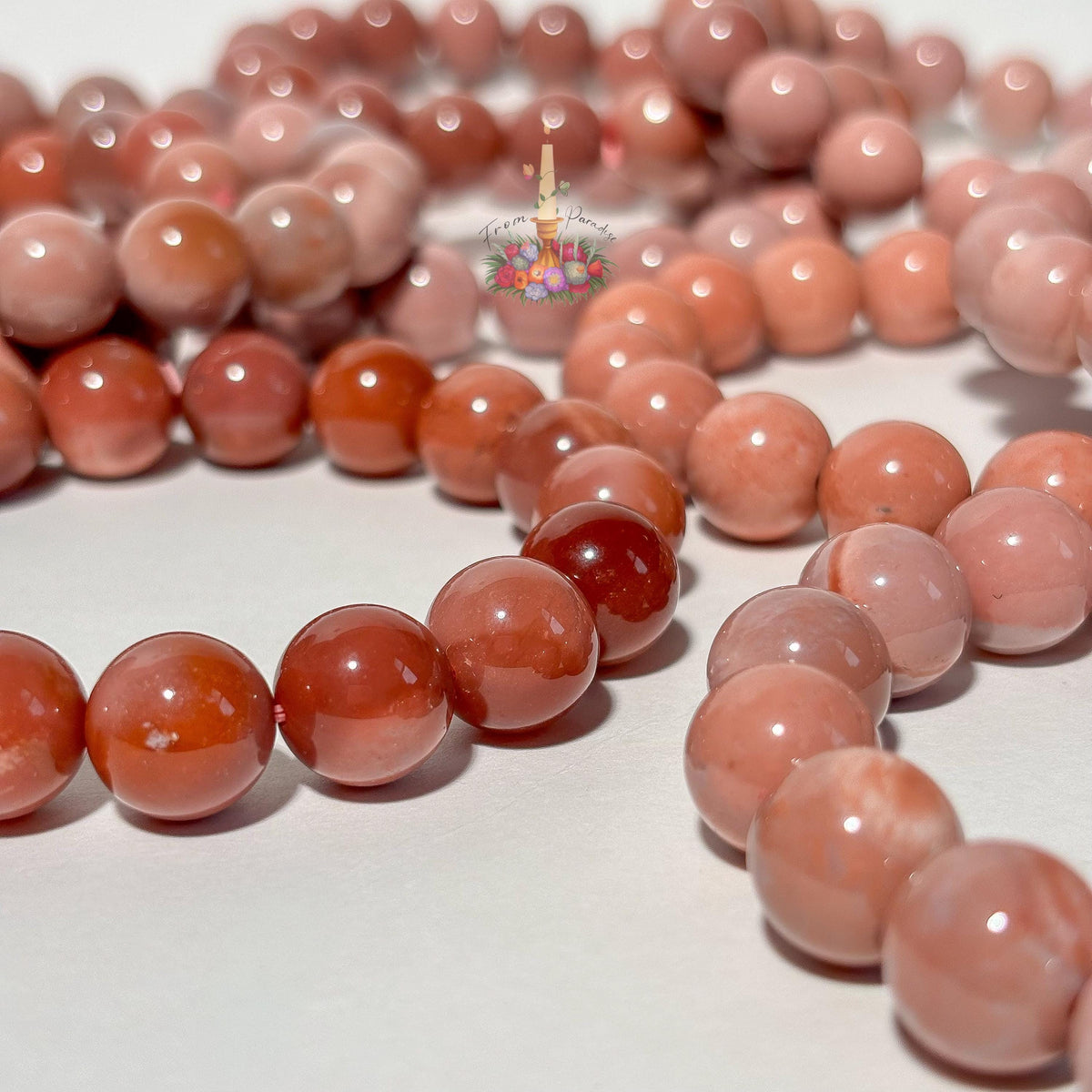 Natural Pink Alashan Agate Bracelet, Smooth Round Bead Stretch Wristlet, Soft Pastel Gemstone Stacking Jewelry, Heart Chakra Crystal Gift