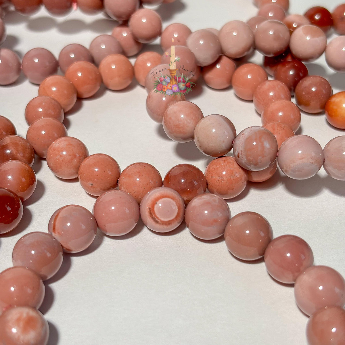 Natural Pink Alashan Agate Bracelet, Smooth Round Bead Stretch Wristlet, Soft Pastel Gemstone Stacking Jewelry, Heart Chakra Crystal Gift