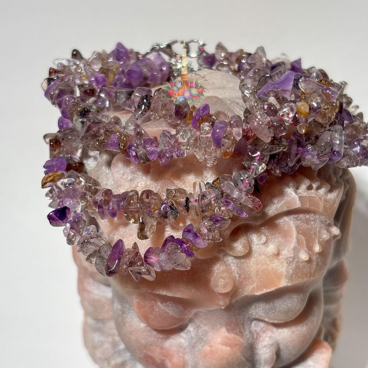 Natural Super Seven Chip Bracelet, Genuine Melody Stone Crystal Chips, High Frequency Sacred 7 Gemstone Jewelry, Metaphysical Gift