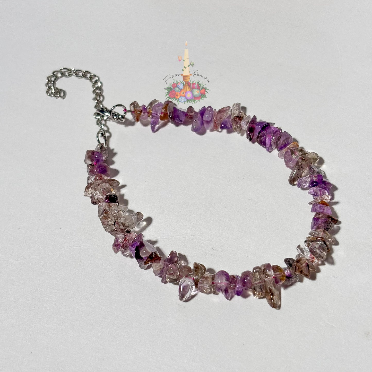 Natural Super Seven Chip Bracelet, Genuine Melody Stone Crystal Chips, High Frequency Sacred 7 Gemstone Jewelry, Metaphysical Gift