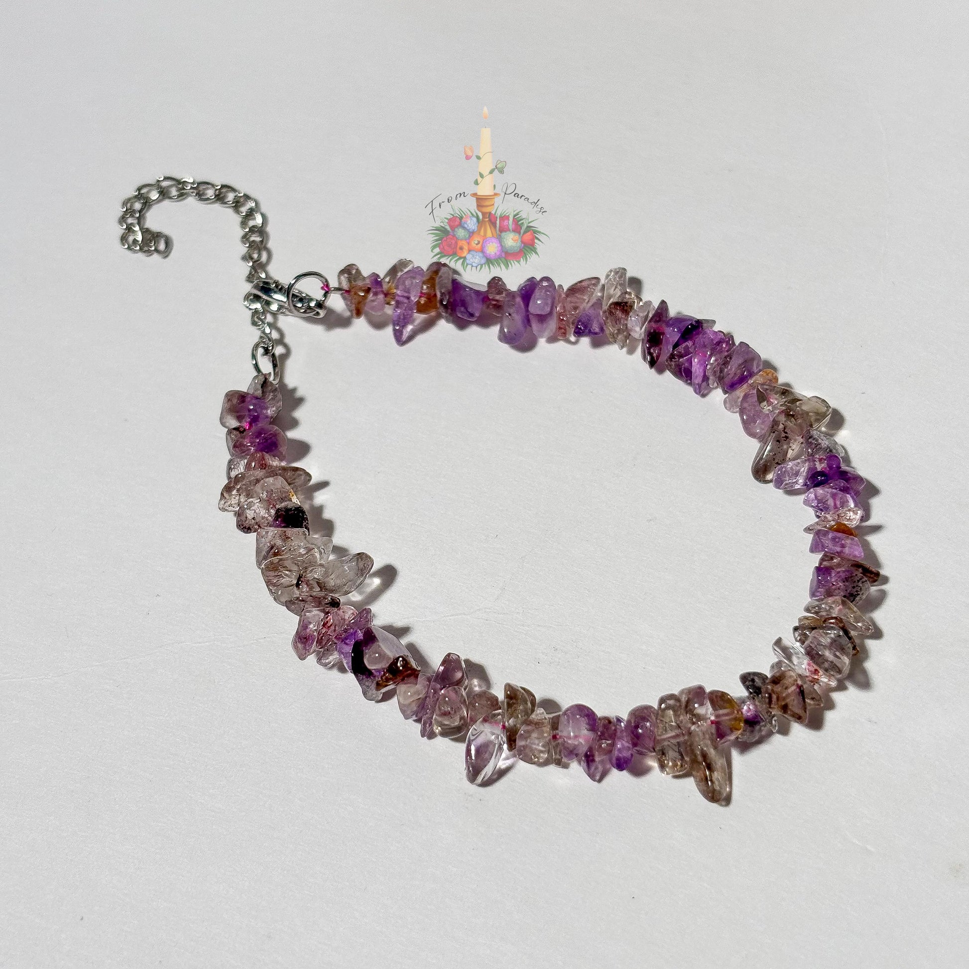 Natural Super Seven Chip Bracelet, Genuine Melody Stone Crystal Chips, High Frequency Sacred 7 Gemstone Jewelry, Metaphysical Gift