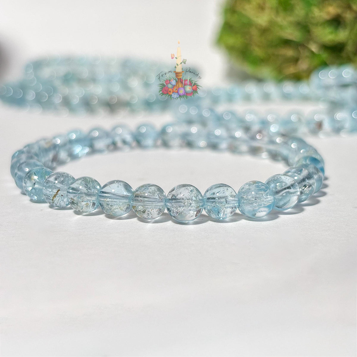 Blue Topaz Crystal Bracelet, Natural Gemstone Stretch Bracelet, Blue Beaded Jewelry, Communication Crystal