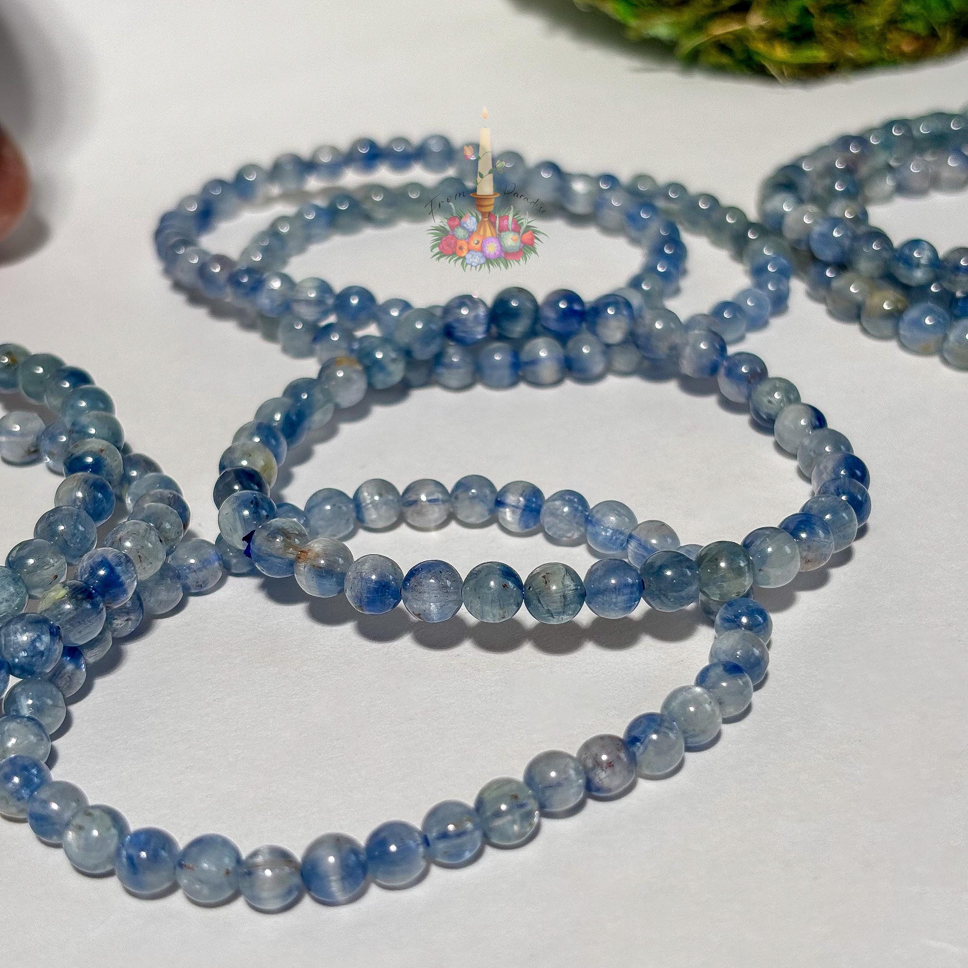 Blue Kyanite Crystal Healing Bracelet, Tranquil Energy Stone, Blue Gemstone Stacking Jewelry, Throat Chakra Crystal Gift Round Bead