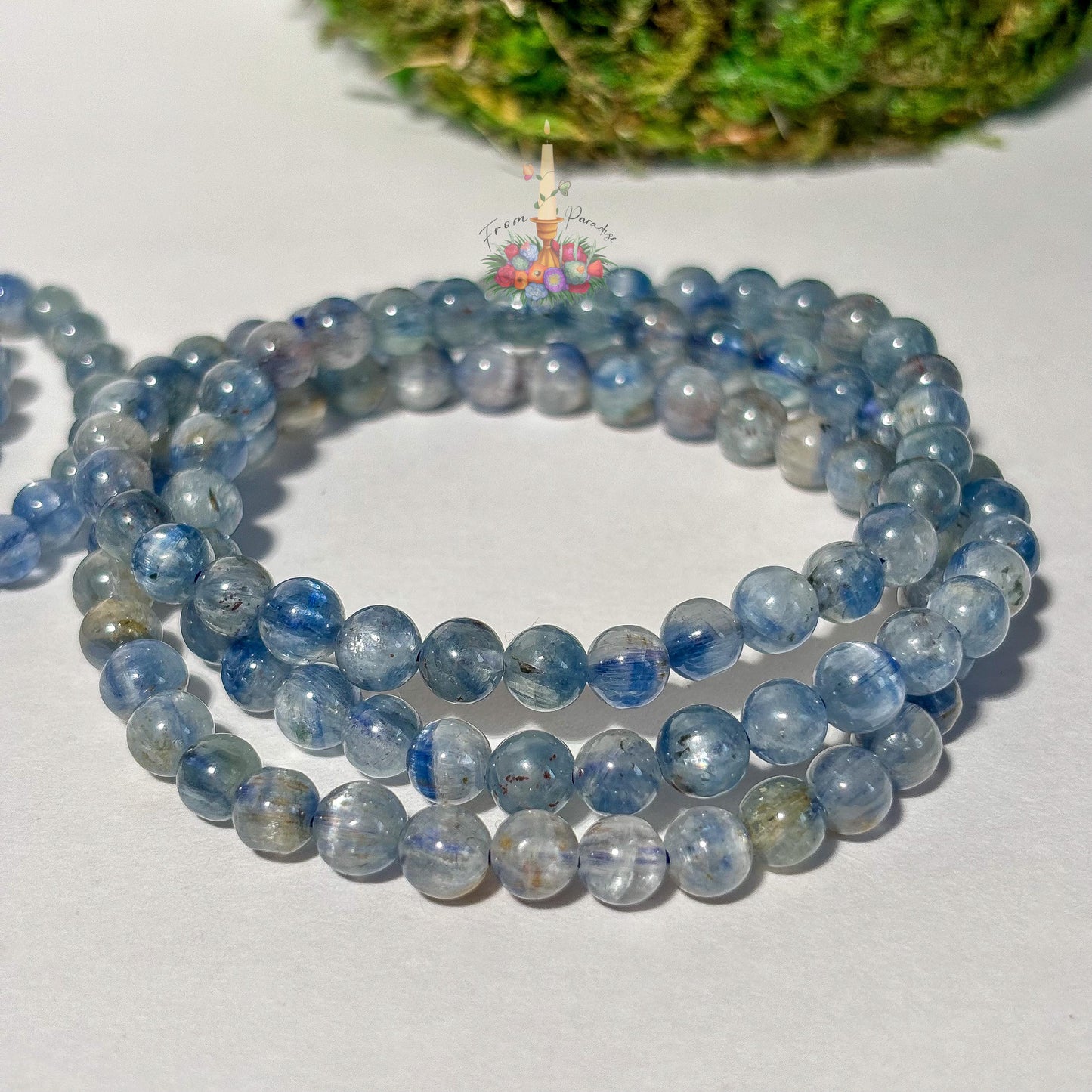 Blue Kyanite Crystal Healing Bracelet, Tranquil Energy Stone, Blue Gemstone Stacking Jewelry, Throat Chakra Crystal Gift Round Bead