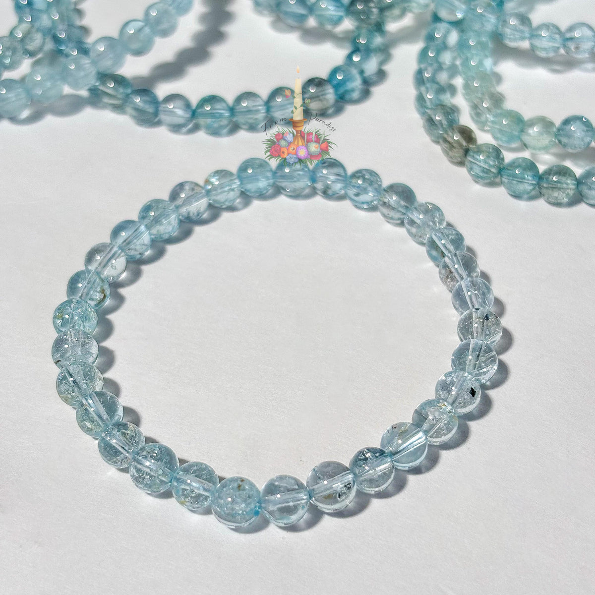 Blue Topaz Crystal Bracelet, Natural Gemstone Stretch Bracelet, Blue Beaded Jewelry, Communication Crystal