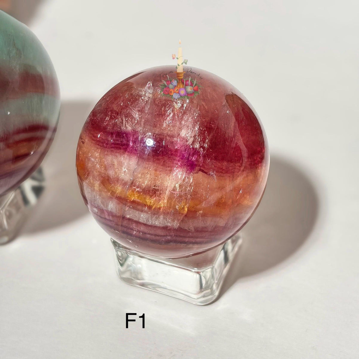Large Fluorite Sphere, Vibrant Banded Crystal Ball, Multicolor Gemstone Decor, Intentional Home Decor