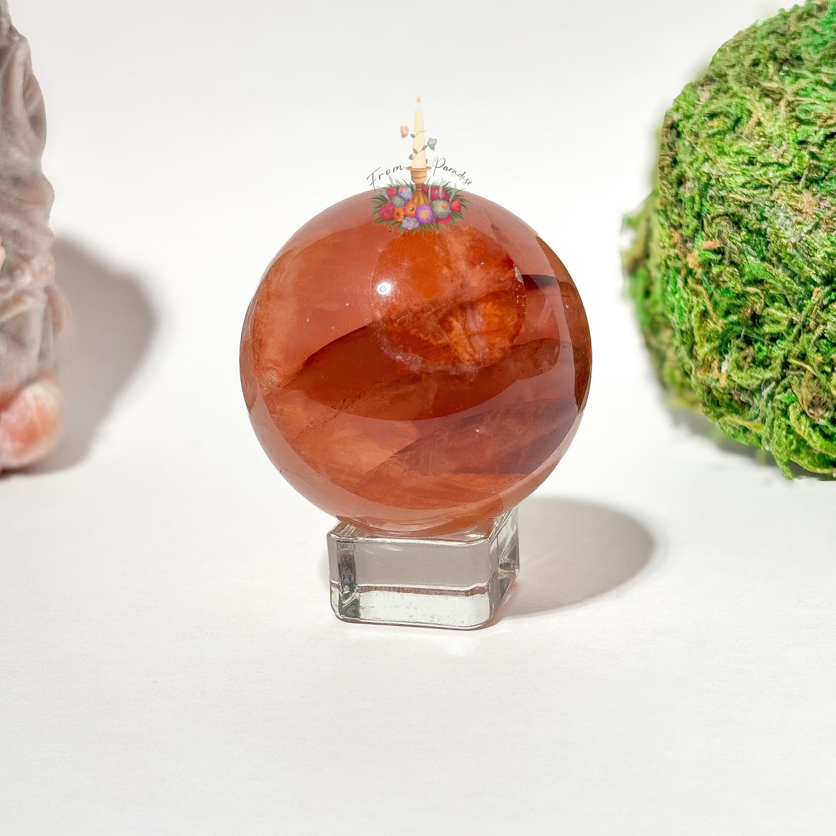 Large Fire Quartz Sphere, Red Hematoid Quartz Crystal Ball, Red Quartz, Natural Red Gemstone Decor