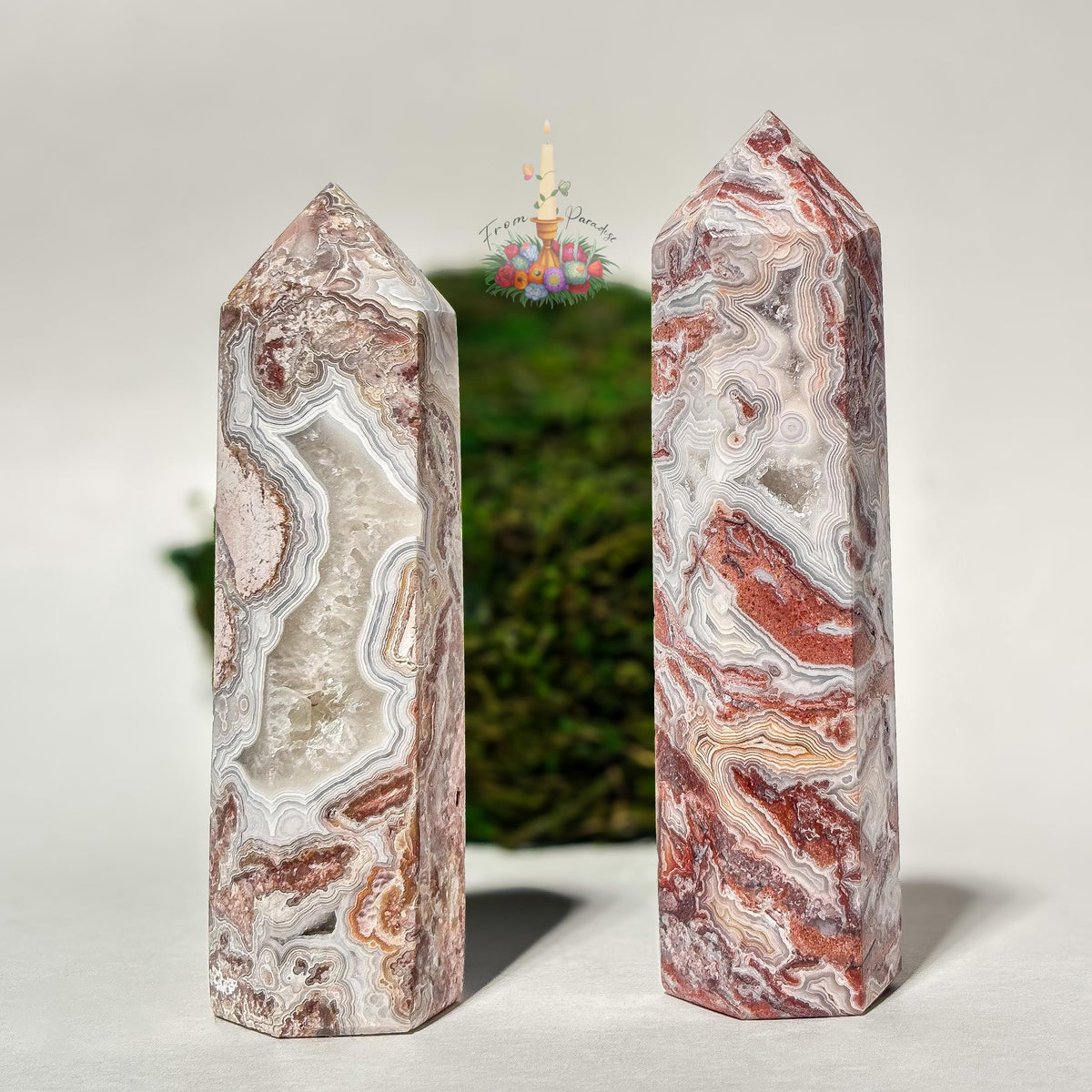 Crazy Lace Agate Tower, Natural Banded Crystal Point, Stone Home Decor