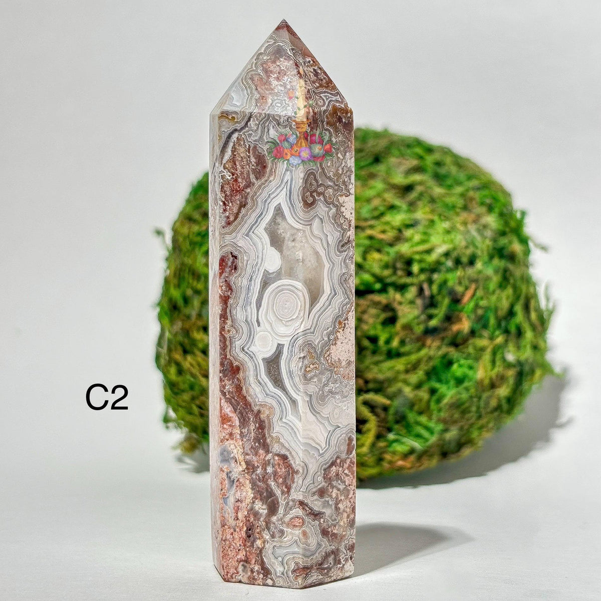 Crazy Lace Agate Tower, Natural Banded Crystal Point, Stone Home Decor