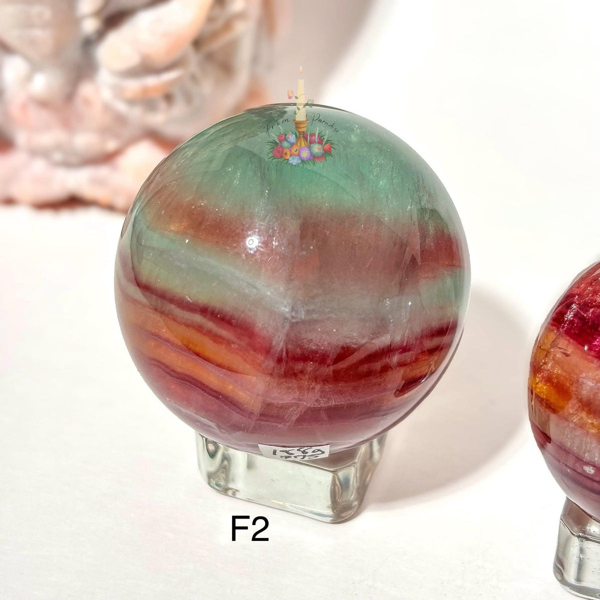 Large Fluorite Sphere, Vibrant Banded Crystal Ball, Multicolor Gemstone Decor, Intentional Home Decor