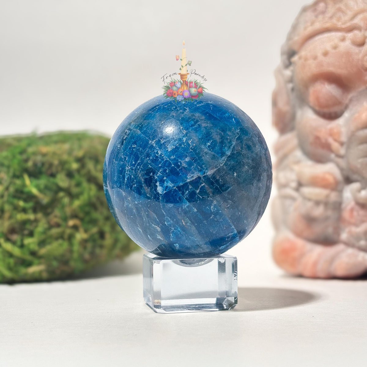Blue Apatite Crystal Sphere, Apatite, Stone of Manifestation, Crystal Healing, Crystal Home Decor, Feng Shui