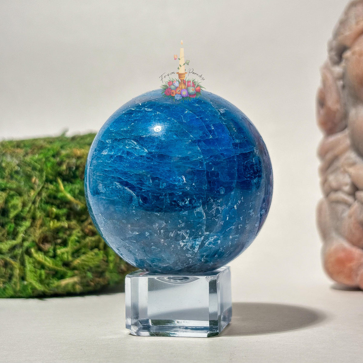 Blue Apatite Crystal Sphere, Apatite, Stone of Manifestation, Crystal Healing, Crystal Home Decor, Feng Shui