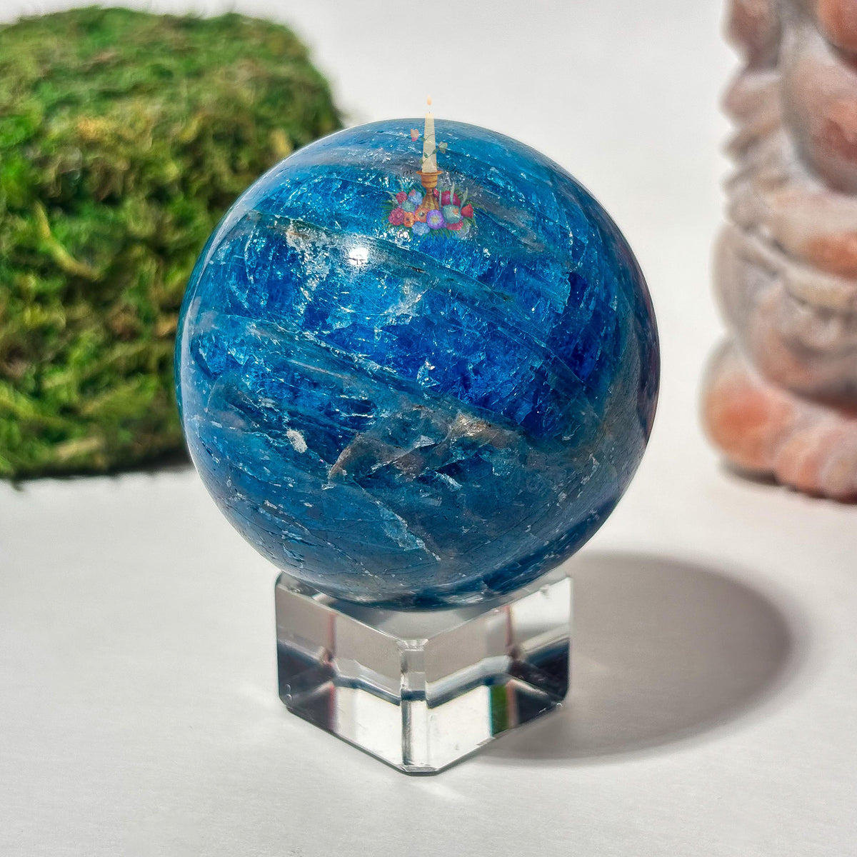 Blue Apatite Crystal Sphere, Apatite, Stone of Manifestation, Crystal Healing, Crystal Home Decor, Feng Shui