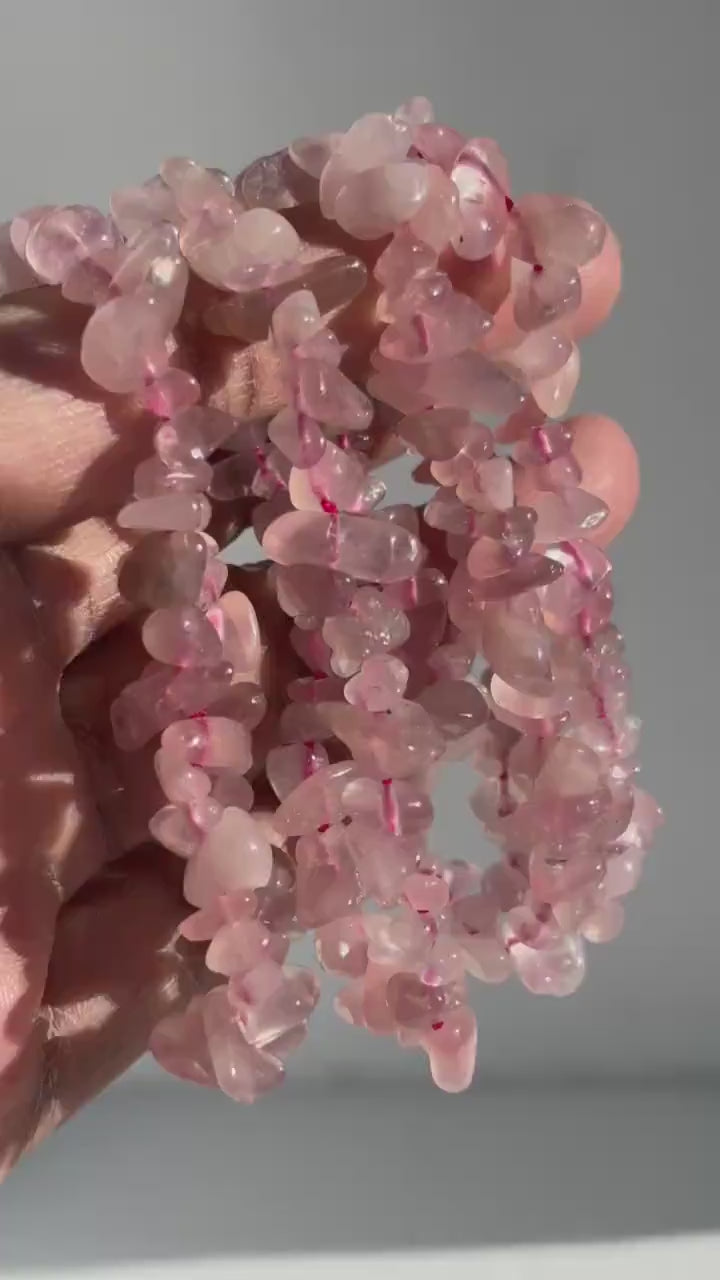 Rose Quartz Crystal Chip Bracelet