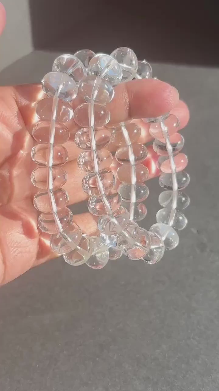 Clear Quartz Rondelle Crystal Stretch Bracelet