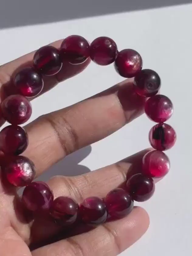 Dark Pink Mica Chunky Crystal Bracelet