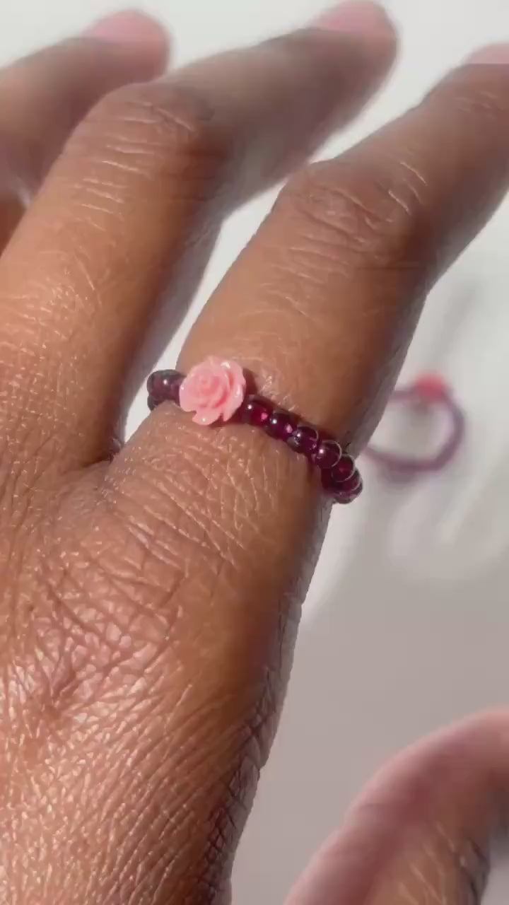 Purple Garnet Beaded Ring