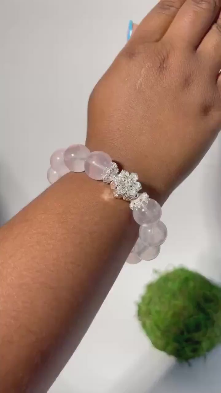 Rose Quartz Artisan Bracelet | Snowflake
