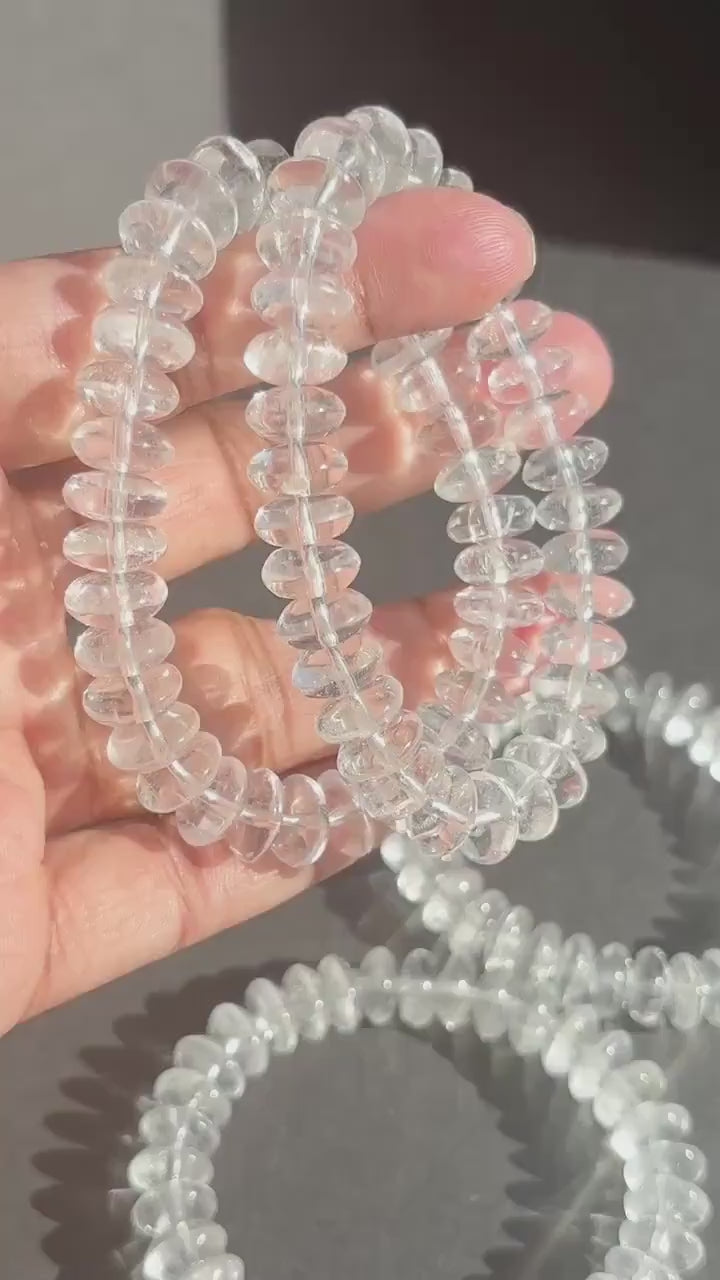 Clear Quartz Rondelle Crystal Stretch Bracelet