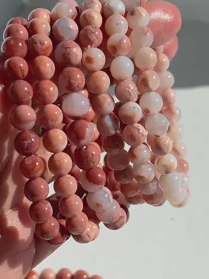 Pink (Cotton Candy) Agate Crystal Stretch Bracelet - Agate
